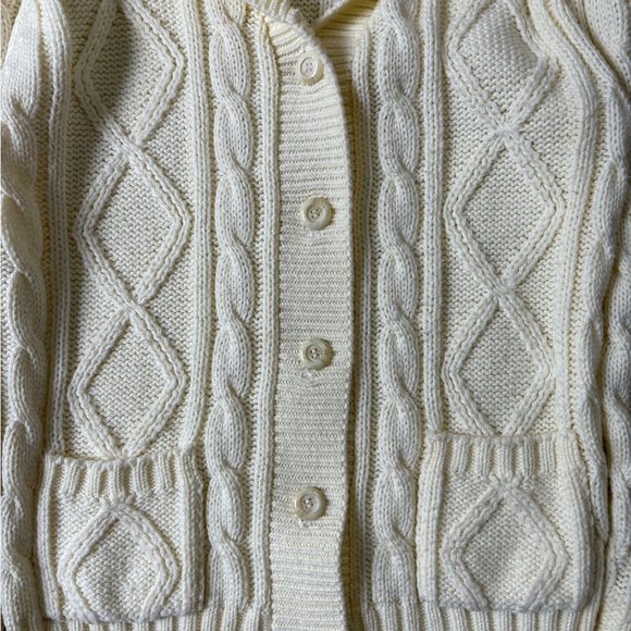 Vintage 80s Cable Knit Cardigan Sweater Medium - Picture 4 of 7